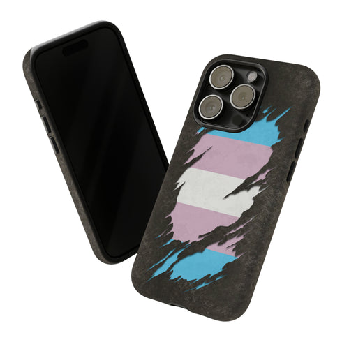 Transgender Pride Flag Ripped Reveal Tough Case